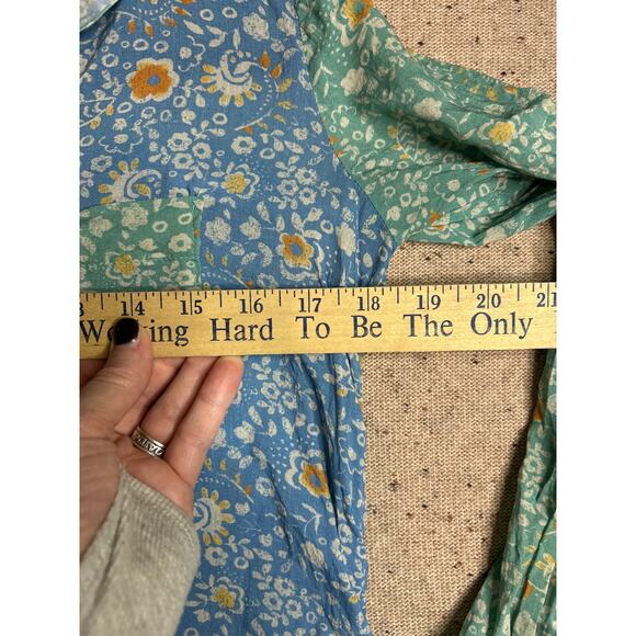 Anthropologie Pilcro Patchwork Floral Sheer Button Down XXS Boho Cottagecore - Picture 4 of 6